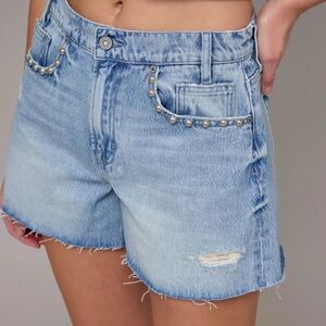 Hidden Jeans Pearl Embellished Medium Wash Shorts Blue Denim high rise size S